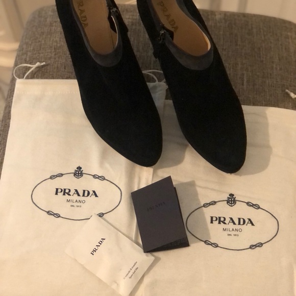 Prada Black Suede Platform Ankle Booties - Picture 6 of 7